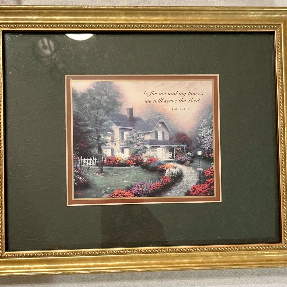 Thomas Kinkade Print, Gold Frame, Certificate
